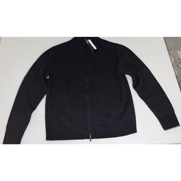 The Men's Store Bloomingdales Sz XL 100% Merino Wool Black Coal Full Zip Sweater - Picture 1 of 7
